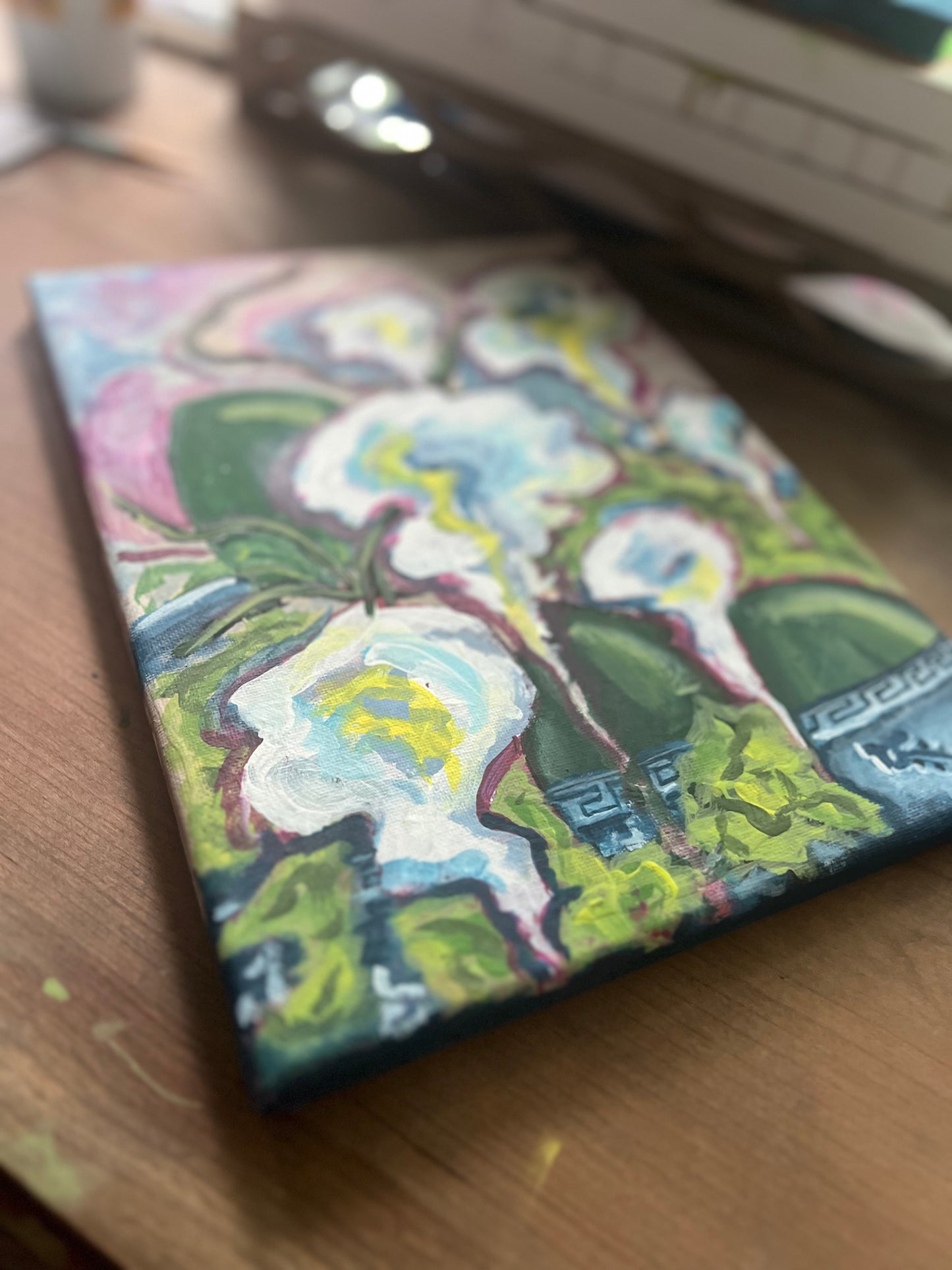 Blue and white orchids (9x12 canvas)